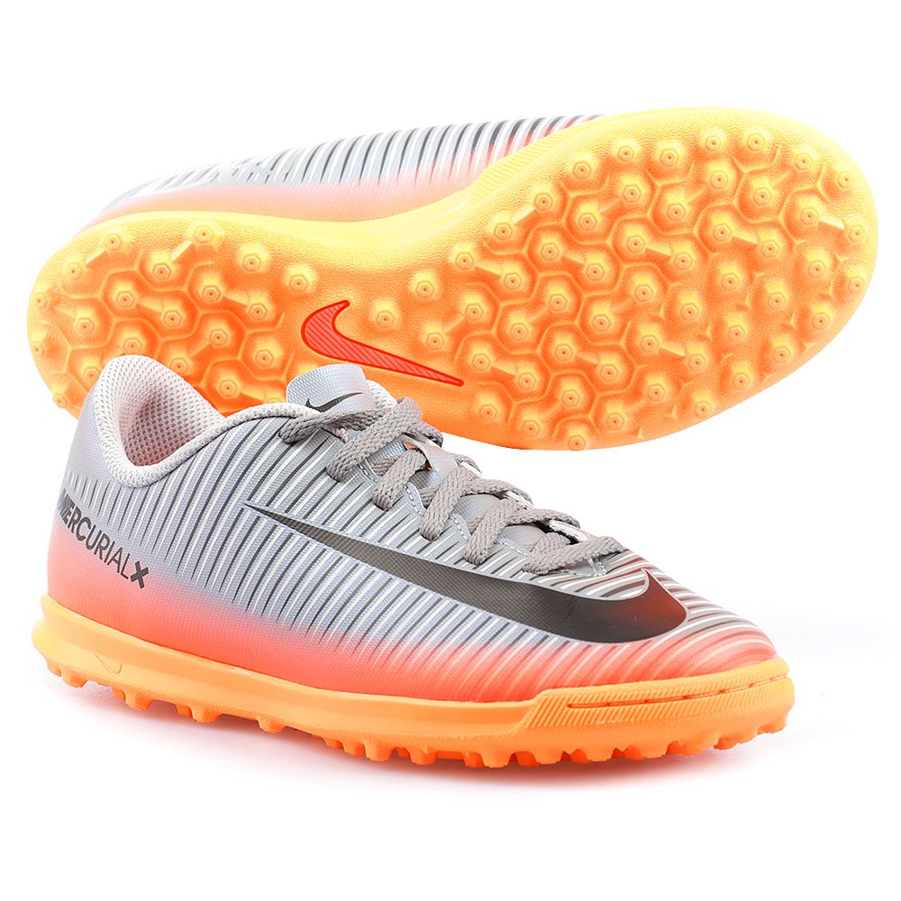 Botas de Fútbol MercurialX Vortex III CR7 Multitaco Junior Gris - Fútbol Factory