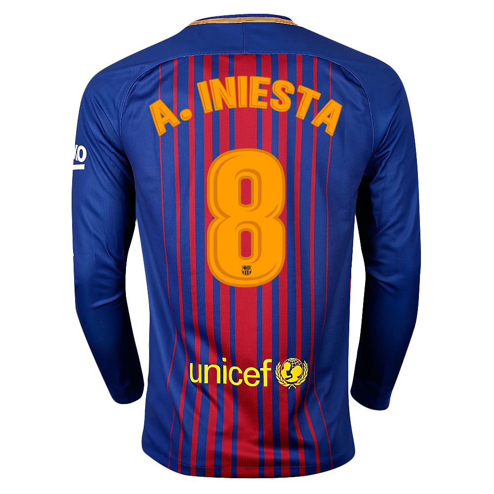 Camiseta 1ª FC Barcelona 2017/2018 Iniesta Manga Larga Stadium - Fútbol Factory