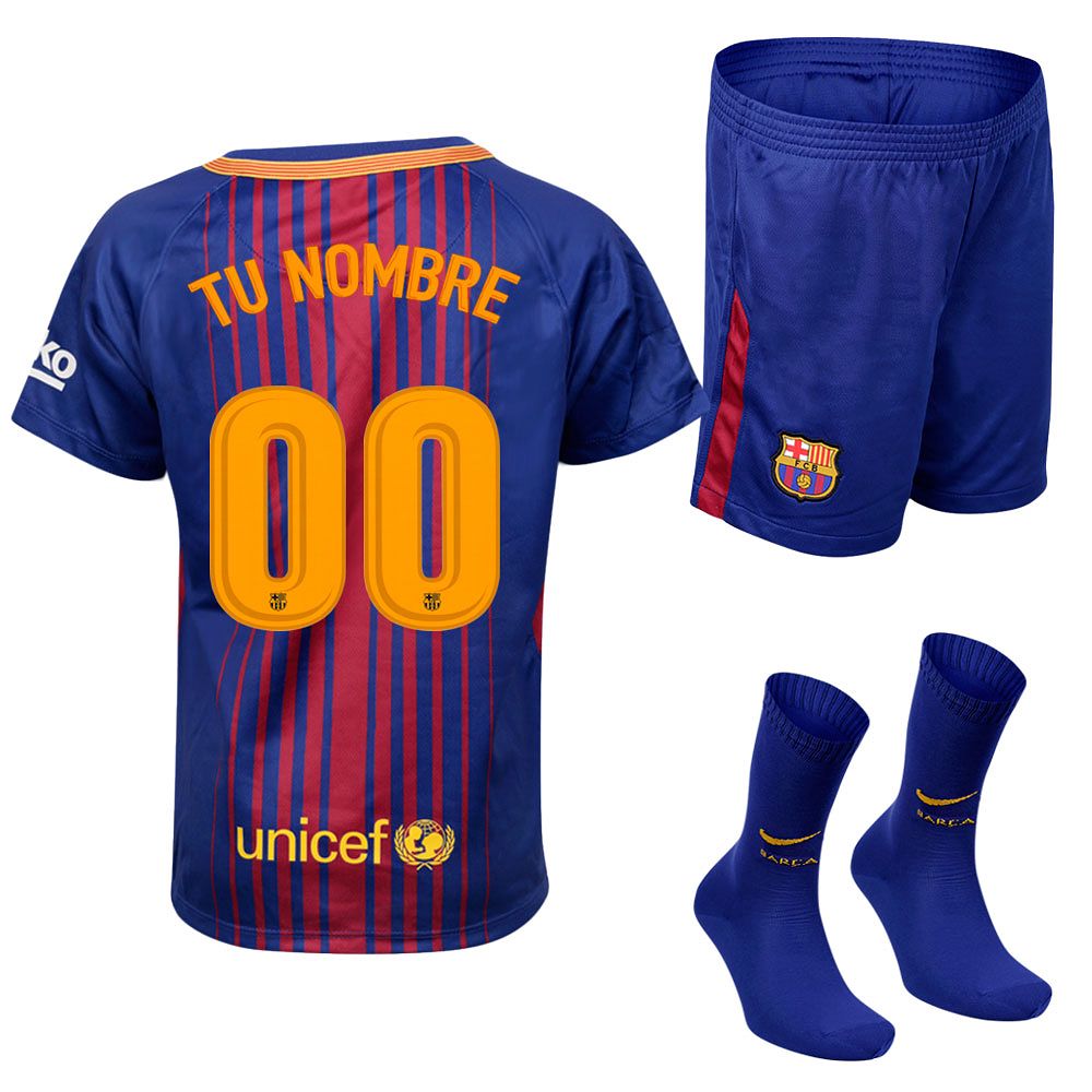 Conjunto 1ª FC Barcelona 2017/2018 Personalizado Infantil - Fútbol Factory