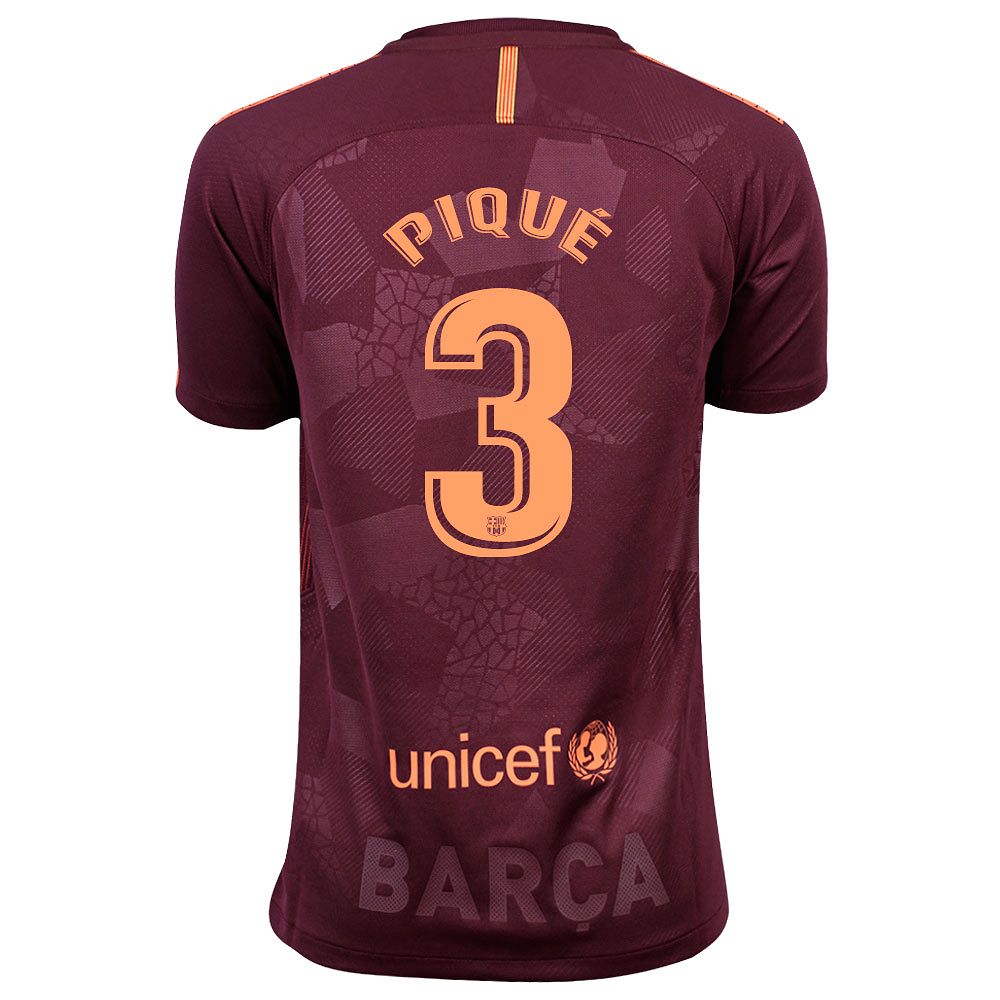 Camiseta 3ª FC Barcelona 2017/2018 Piqué Junior Granate - Fútbol Factory