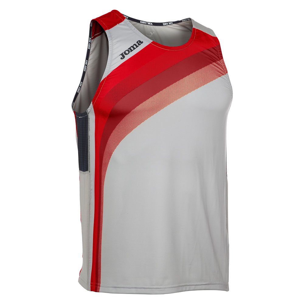 Camiseta de Running Elite V Sin Mangas Gris Rojo - Fútbol Factory