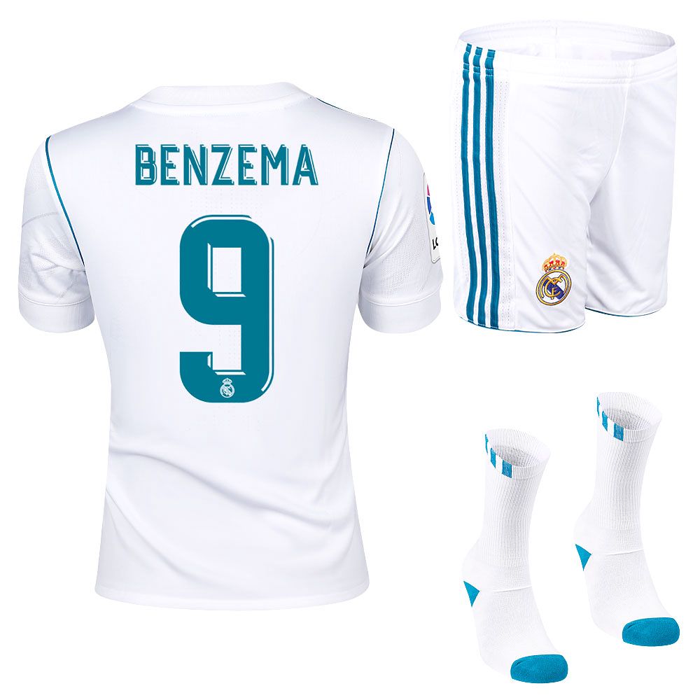 Conjunto 1ª Real Madrid 2017/2018 Benzema Junior - Fútbol Factory