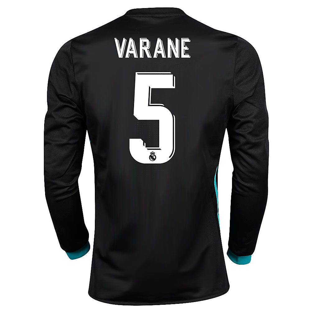 Camiseta 2ª Real Madrid 2017/2018 Varane Manga Larga Negro - Fútbol Factory