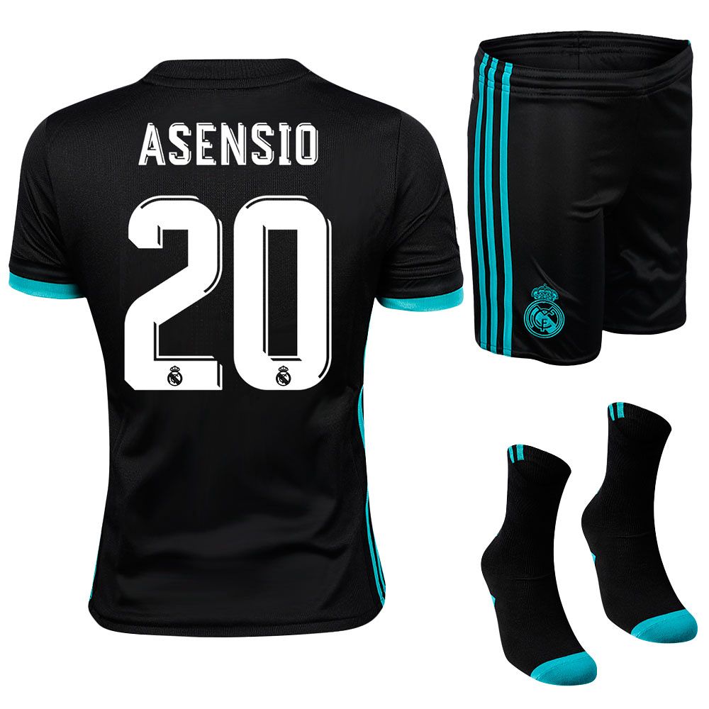 Conjunto 2ª Real Madrid 2017/2018 Asensio Junior Negro - Fútbol Factory