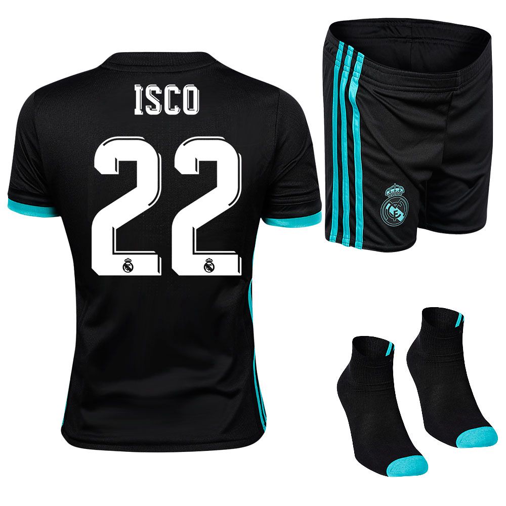 Conjunto 2ª Real Madrid 2017/2018 Isco Infantil Negro - Fútbol Factory