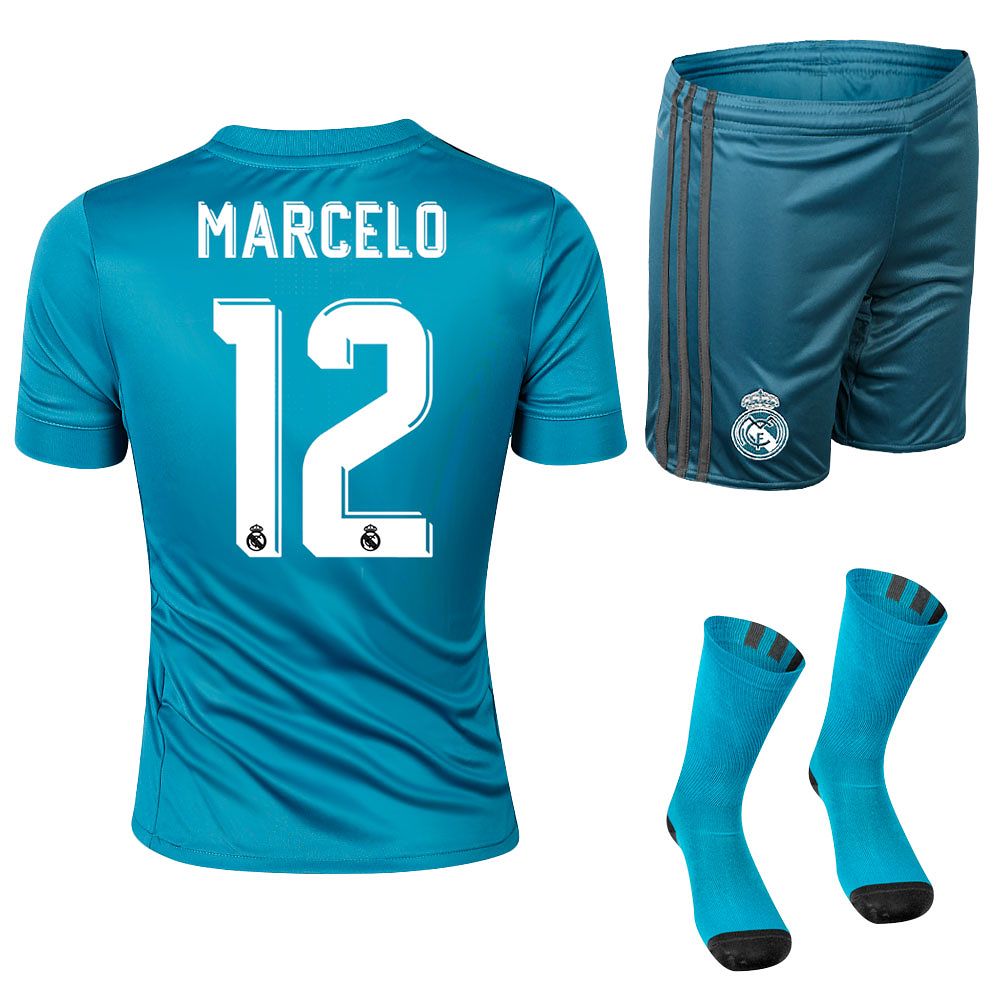 Conjunto 3ª Real Madrid 2017/2018 Marcelo Junior Azul - Fútbol Factory