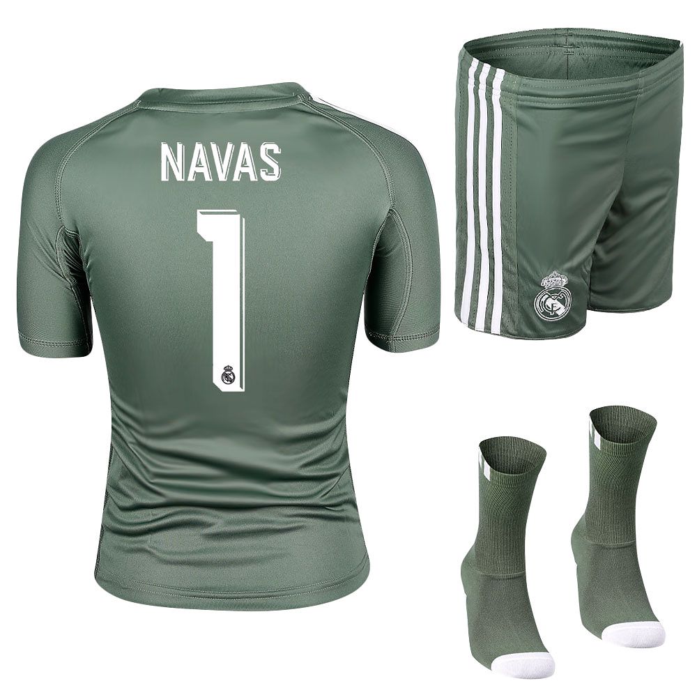 Conjunto 1ª Real Madrid 2017/2018 Navas Portero Junior Verde - Fútbol Factory