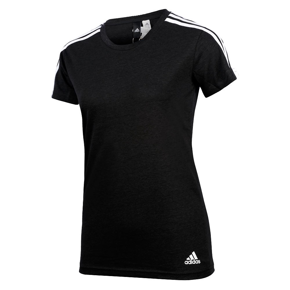 Camiseta de Training Essentials Tres Bandas Mujer Negro Blanco Camiseta de Training Essentials Tres Bandas Mujer Negro Blanco - Fútbol Factory