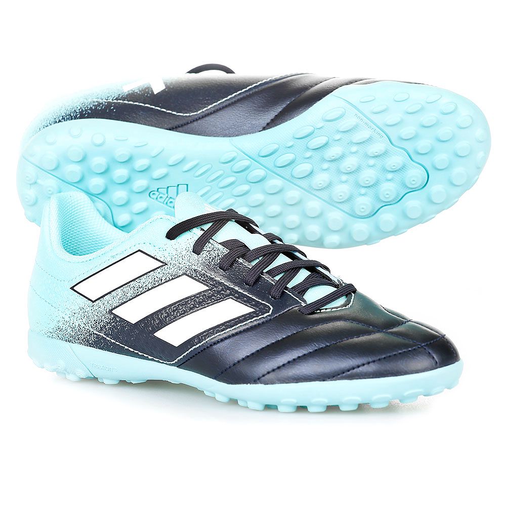 Botas de Fútbol ACE 17.4 Multitaco Junior Celeste Negro - Fútbol Factory