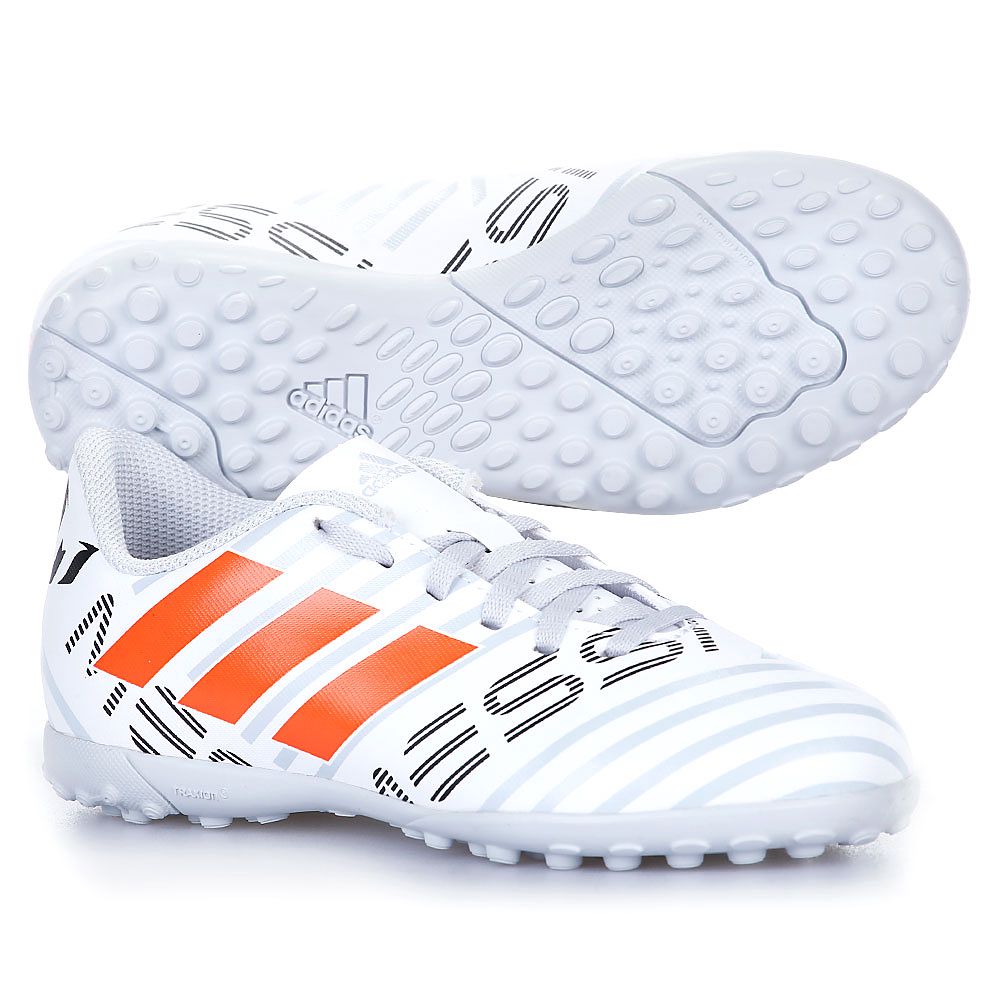 Botas de Fútbol Nemeziz Messi 17.4 Turf Junior Blanco Naranja - Fútbol Factory