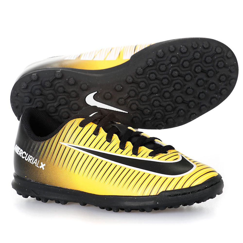 Botas de Fútbol Mercurial Vortex III Multitaco Junior Negro Naranja - Fútbol Factory