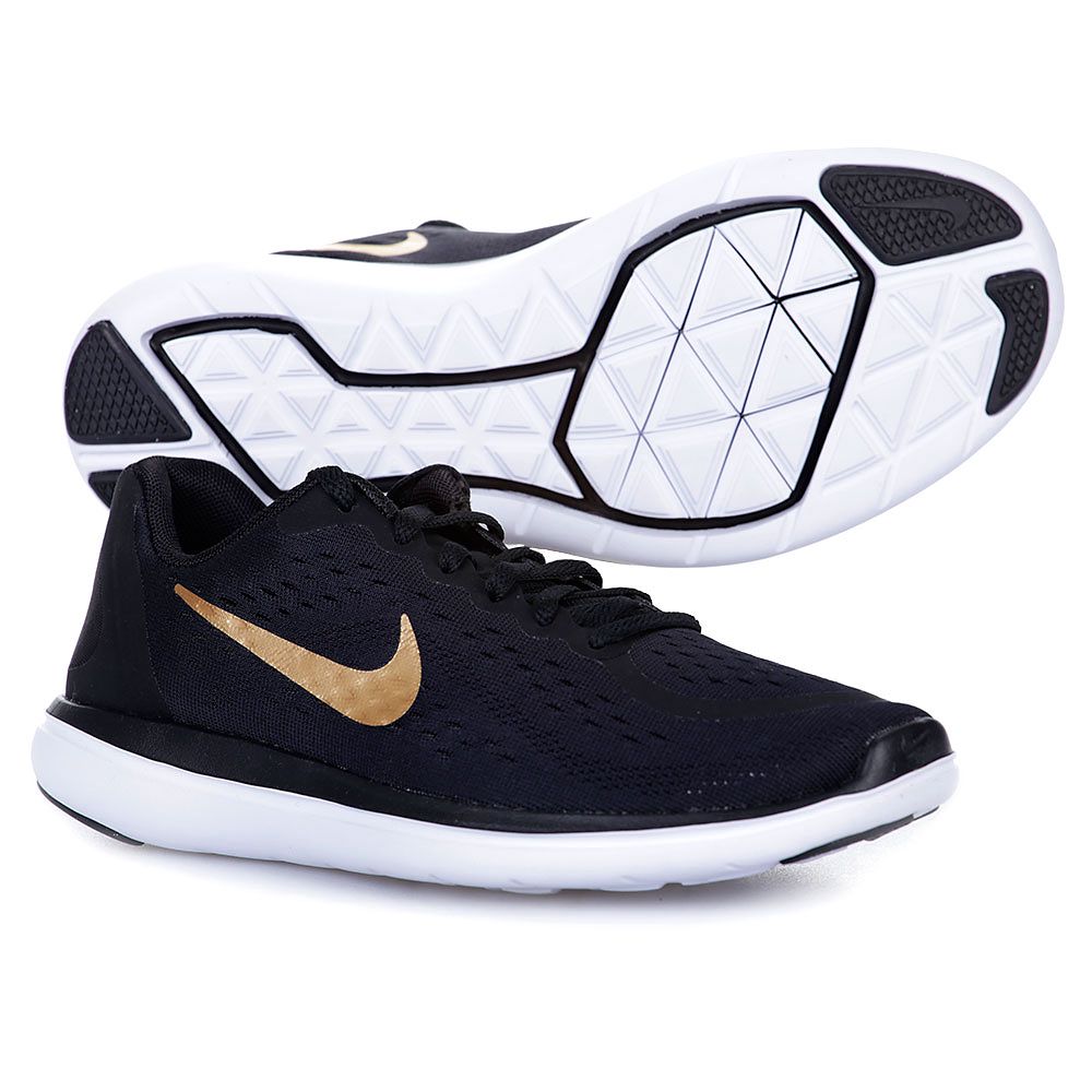 Zapatillas de Running Flex Run 2017 Junior Negro Dorado - Fútbol Factory