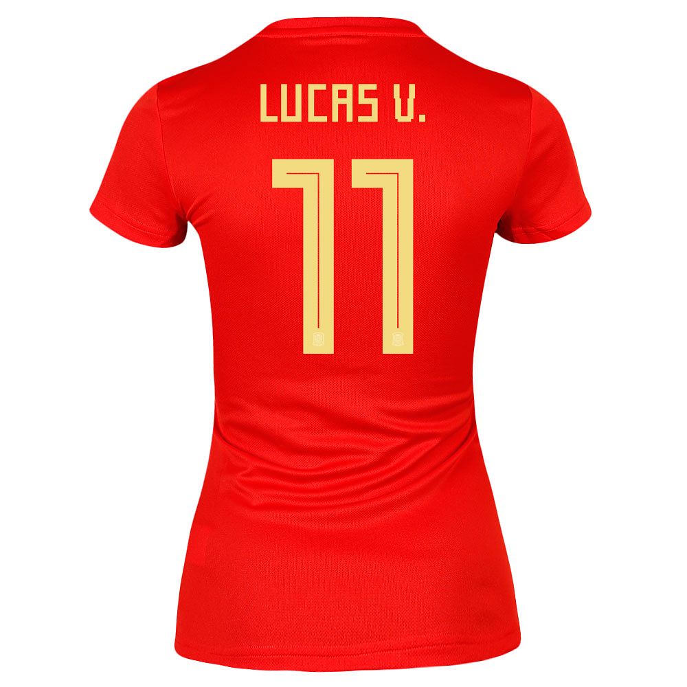 Camiseta 1ª España Mundial 2018 Lucas Vazquez Mujer Rojo - Fútbol Factory