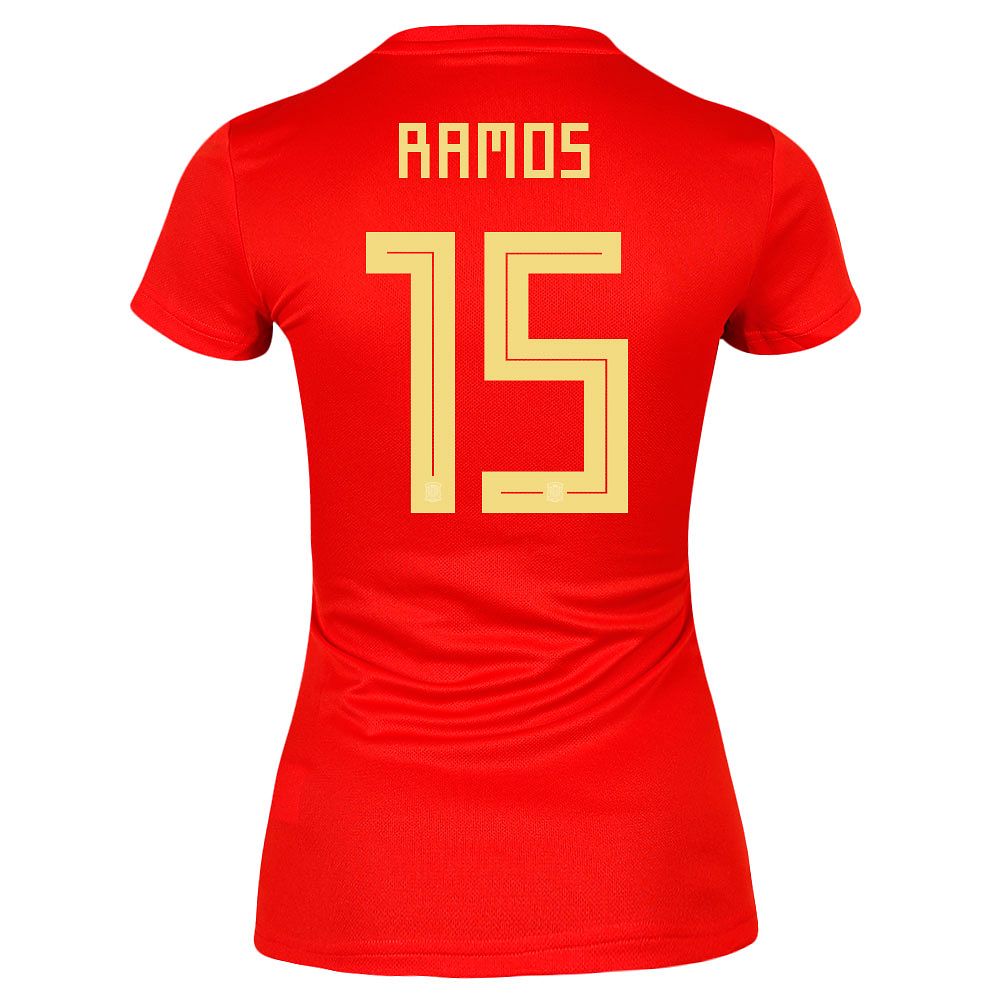 Camiseta 1ª España Mundial 2018 Sergio Ramos Mujer Rojo - Fútbol Factory