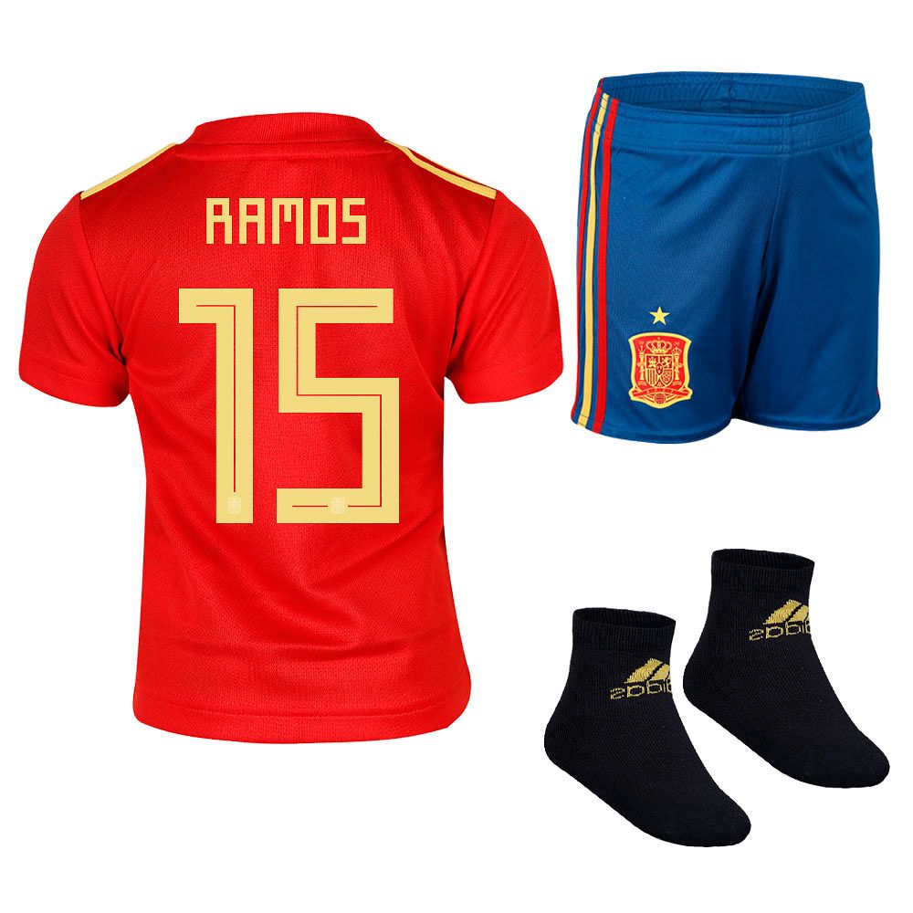 Conjunto 1ª España Mundial 2018 Ramos Bebé Rojo - Fútbol Factory