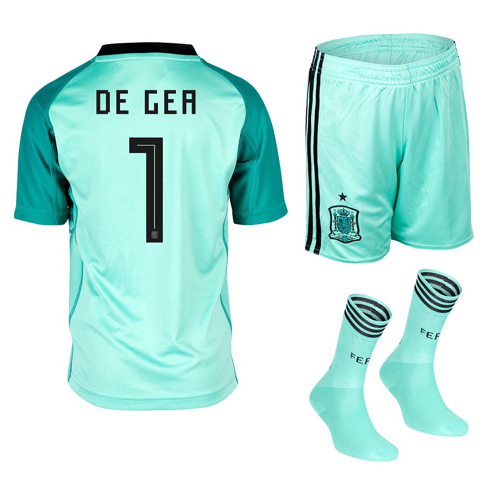 Conjunto 1ª España Mundial 2018 De Gea Portero Infantil Verde - Fútbol Factory
