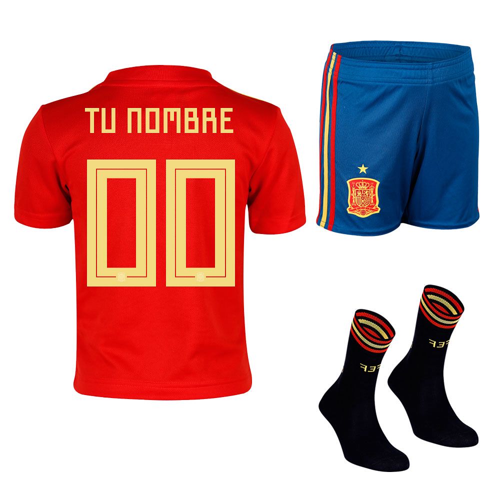 Conjunto 1ª España Mundial 2018 Personalizado Infantil Rojo - Fútbol Factory