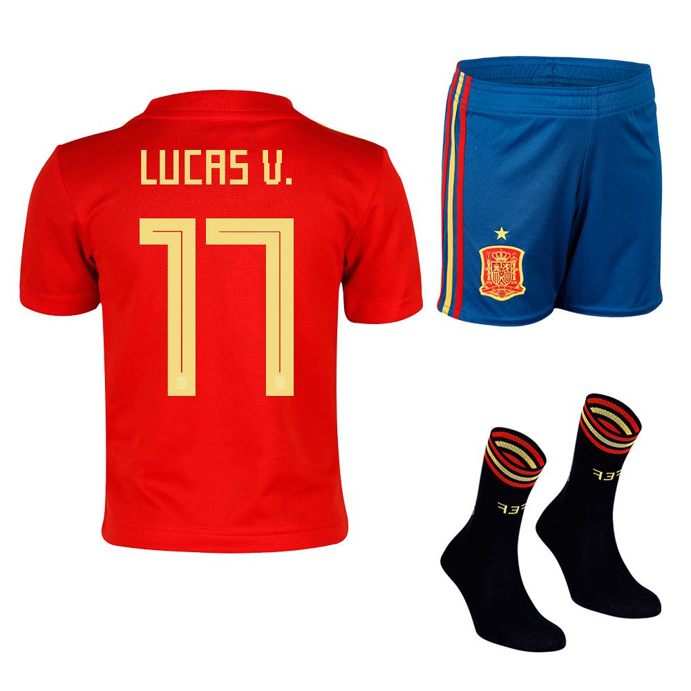 Conjunto 1ª España Mundial 2018 Lucas Vazquez Infantil Rojo - Fútbol Factory