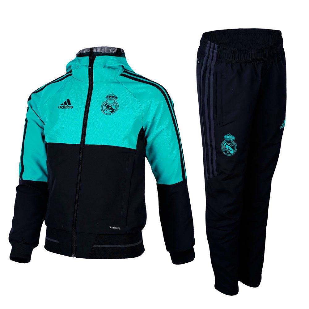Chándal Pre-Match Real Madrid 2017/2018 Junior Verde  Negro - Fútbol Factory