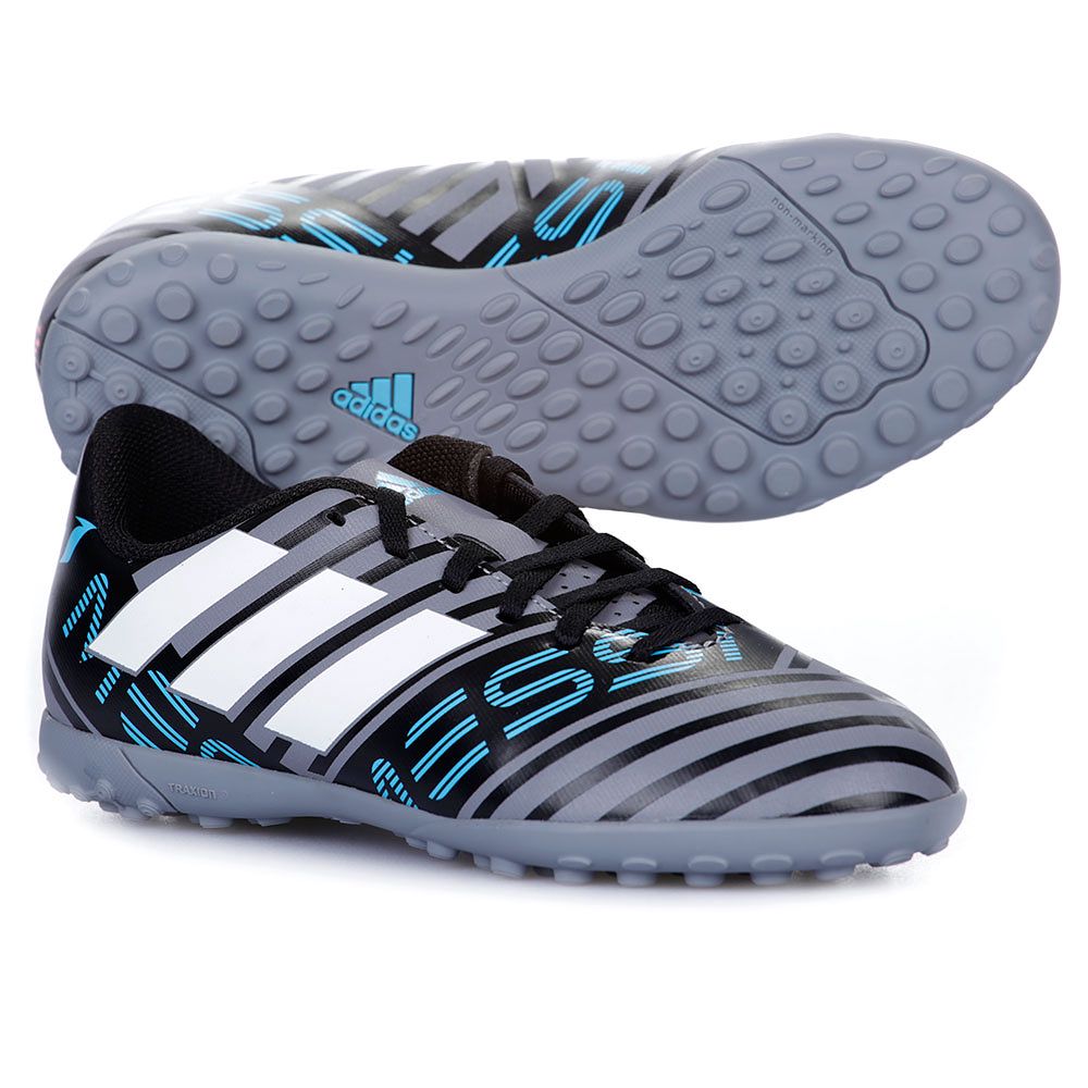 Botas de Fútbol Nemeziz Messi 17.4 Turf Junior Gris Azul - Fútbol Factory