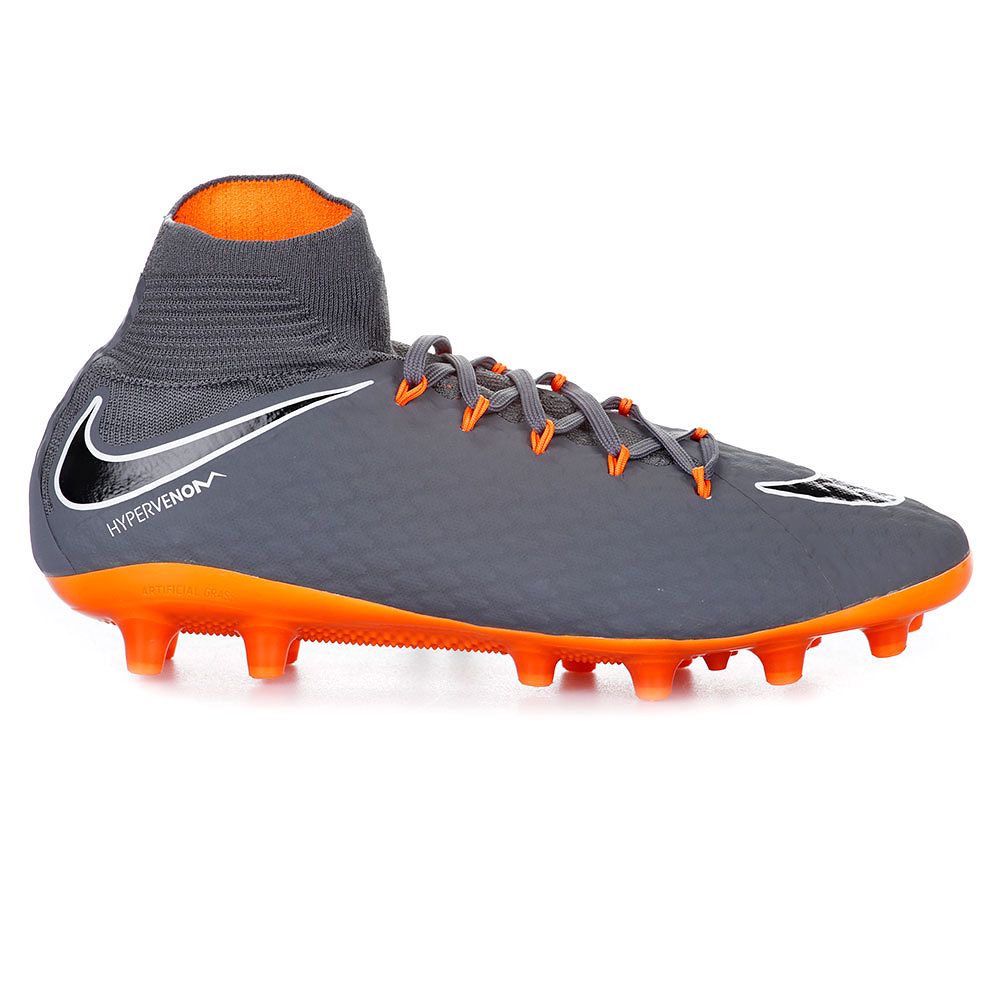 Botas de Futbol Hypervenom Phantom III Pro AG Pro Gris Naranja