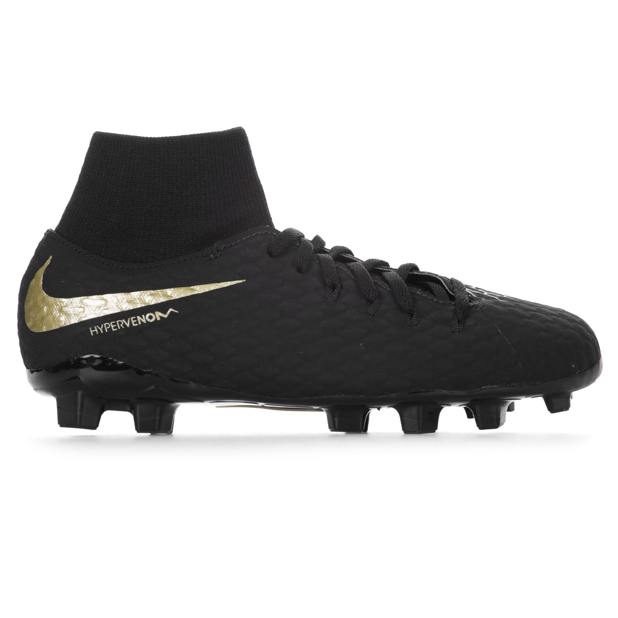 Botas de Futbol Hypervenom Phantom III Academy DFC FG Junior Negro Dorado