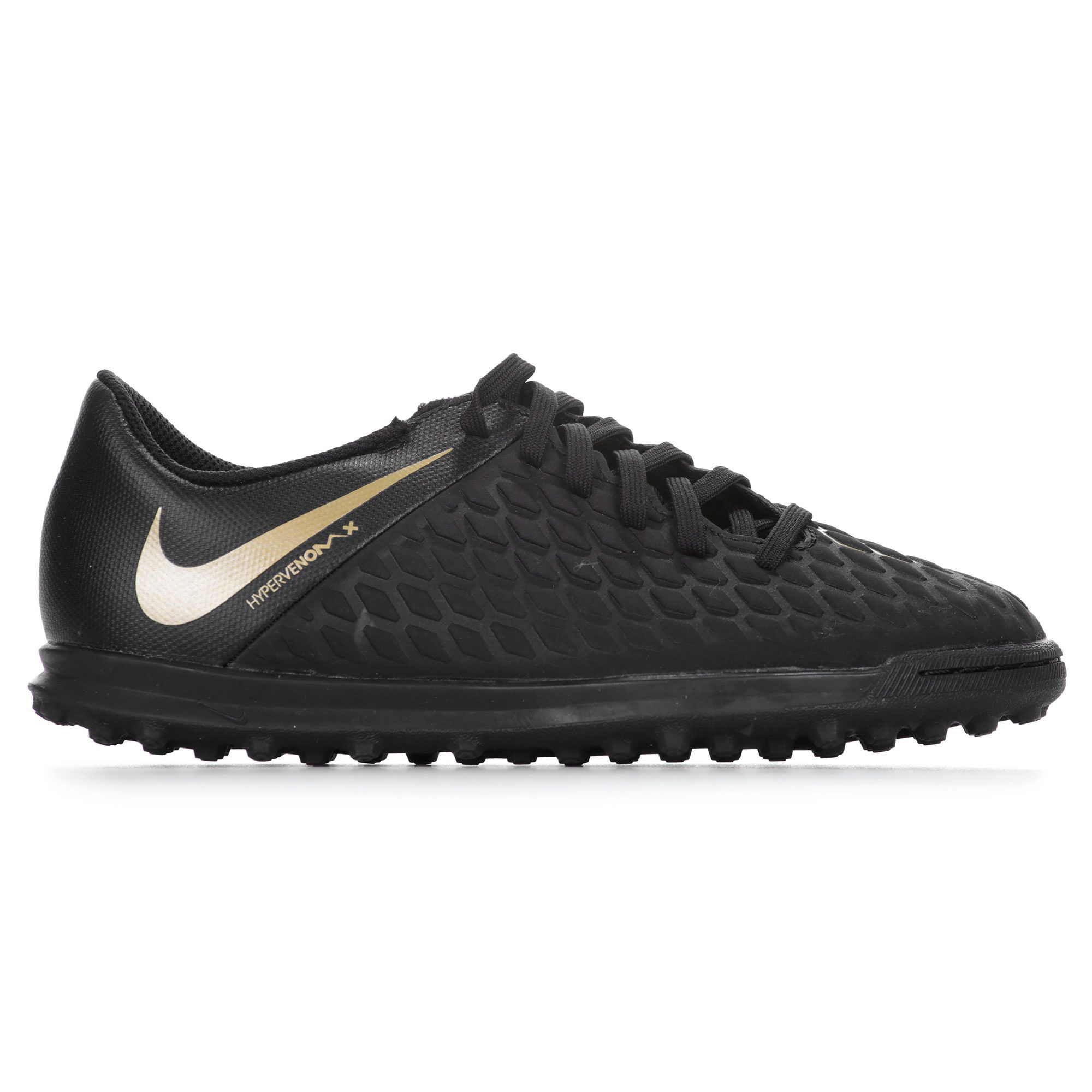 Botas de fútbol Hypervenom PhantomX III Club Multitaco Junior Negro Dorado - Fútbol Factory