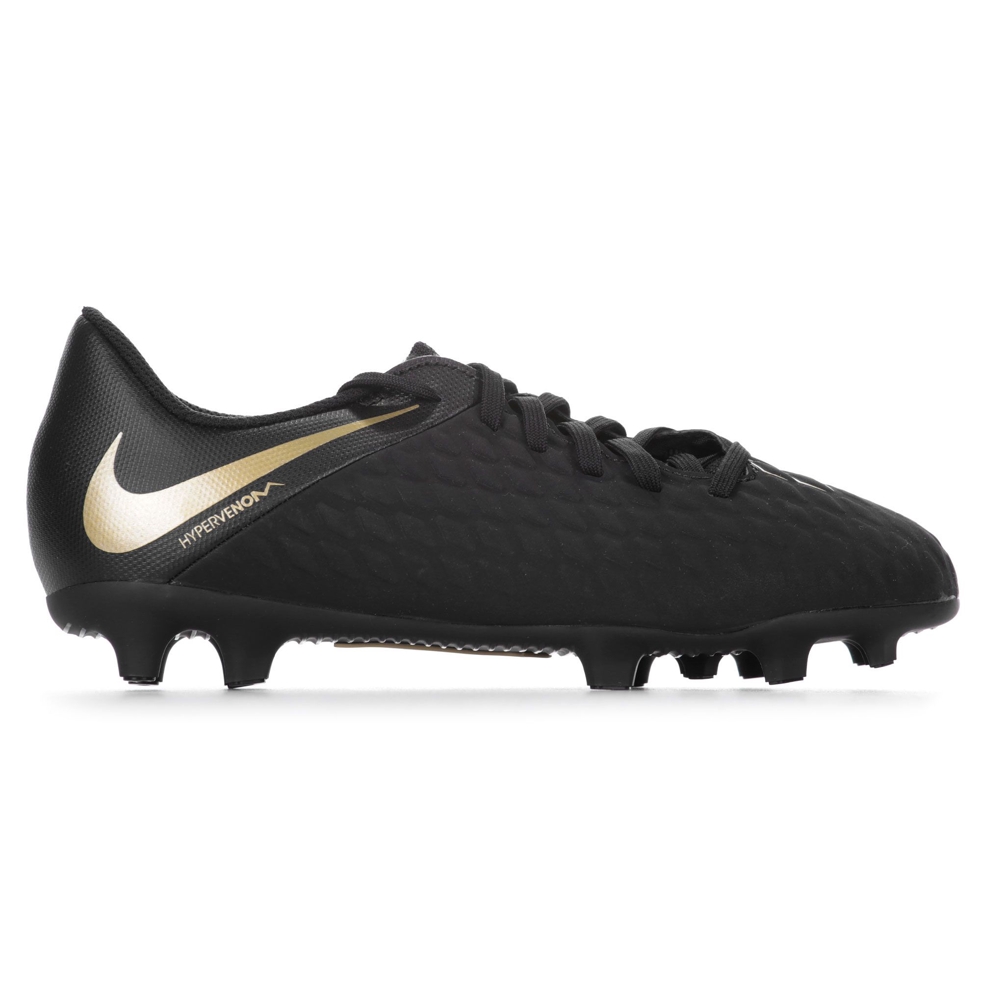 Botas de fútbol Hypervenom Phantom III Club FG Junior Negro Dorado - Fútbol Factory
