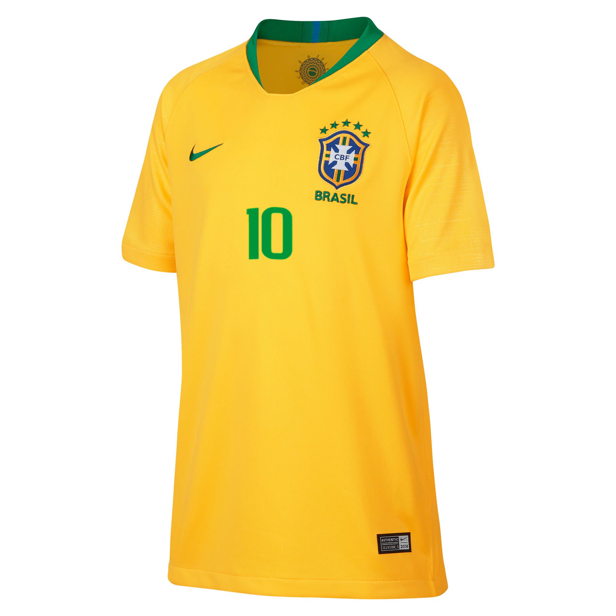 Camiseta 1ª Brasil Mundial 2018 Junior Neymar Amarillo - Fútbol Factory