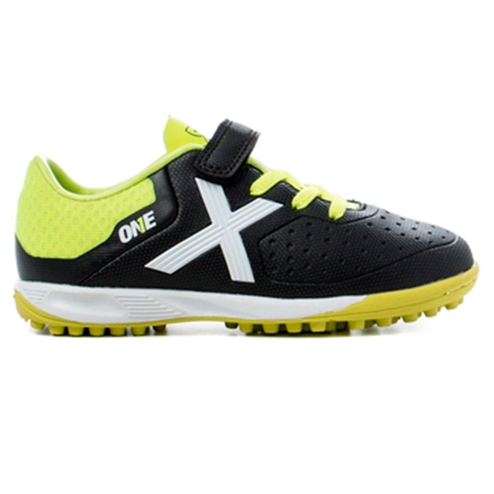 Botas de Fútbol One Junior Multitaco Velcro Junior Negro Fluor - Fútbol Factory