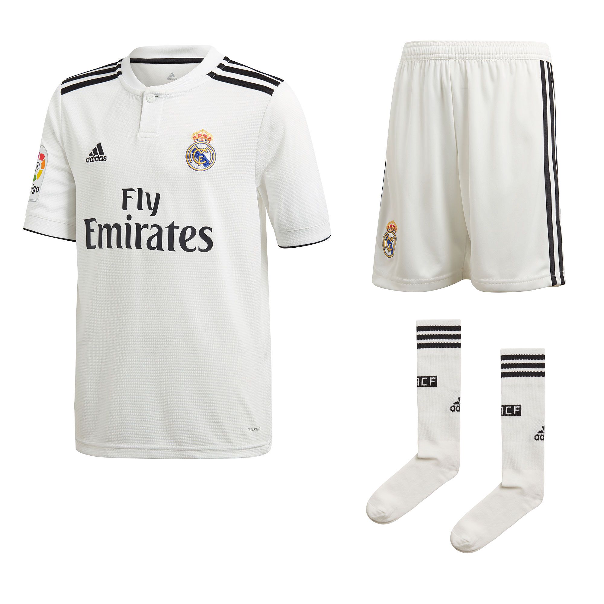 Conjunto 1ª Real Madrid 2018/2019 LaLiga Junior - Fútbol Factory