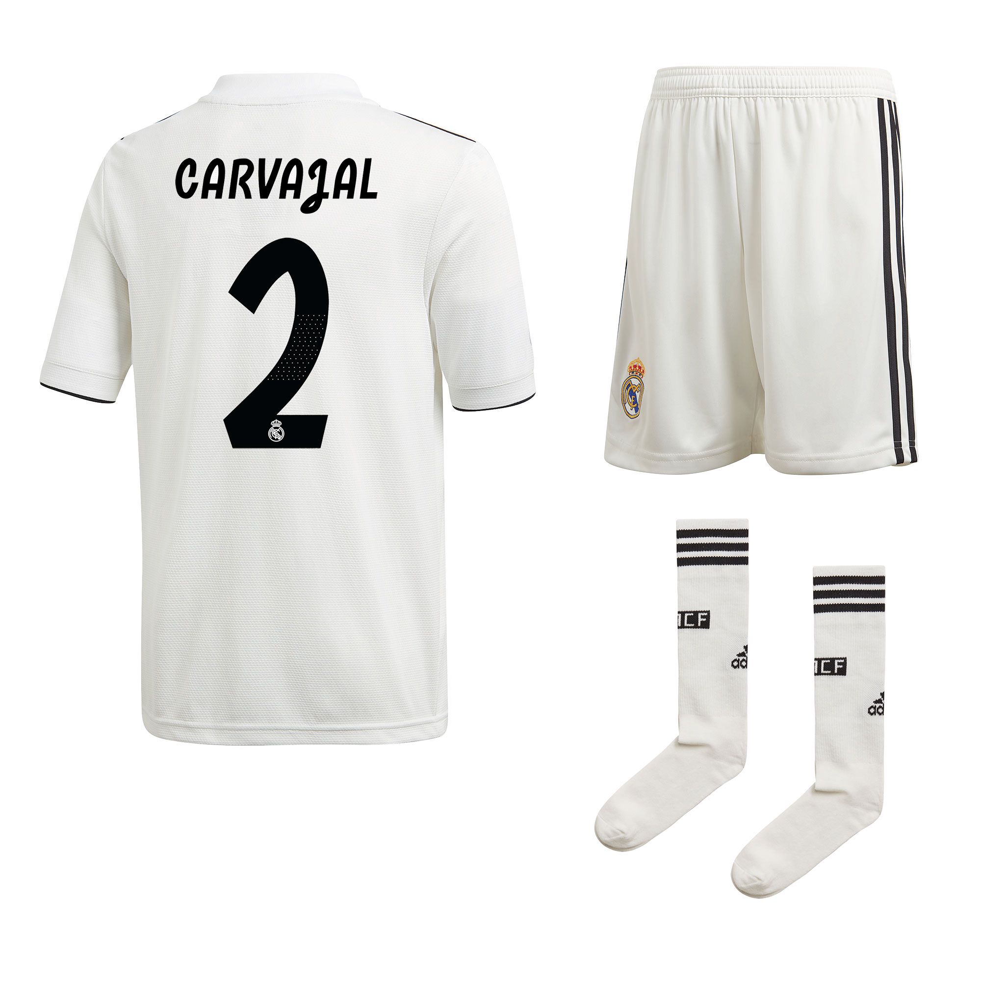 Conjunto 1ª Real Madrid 2018/2019 Carvajal LaLiga Junior - Fútbol Factory