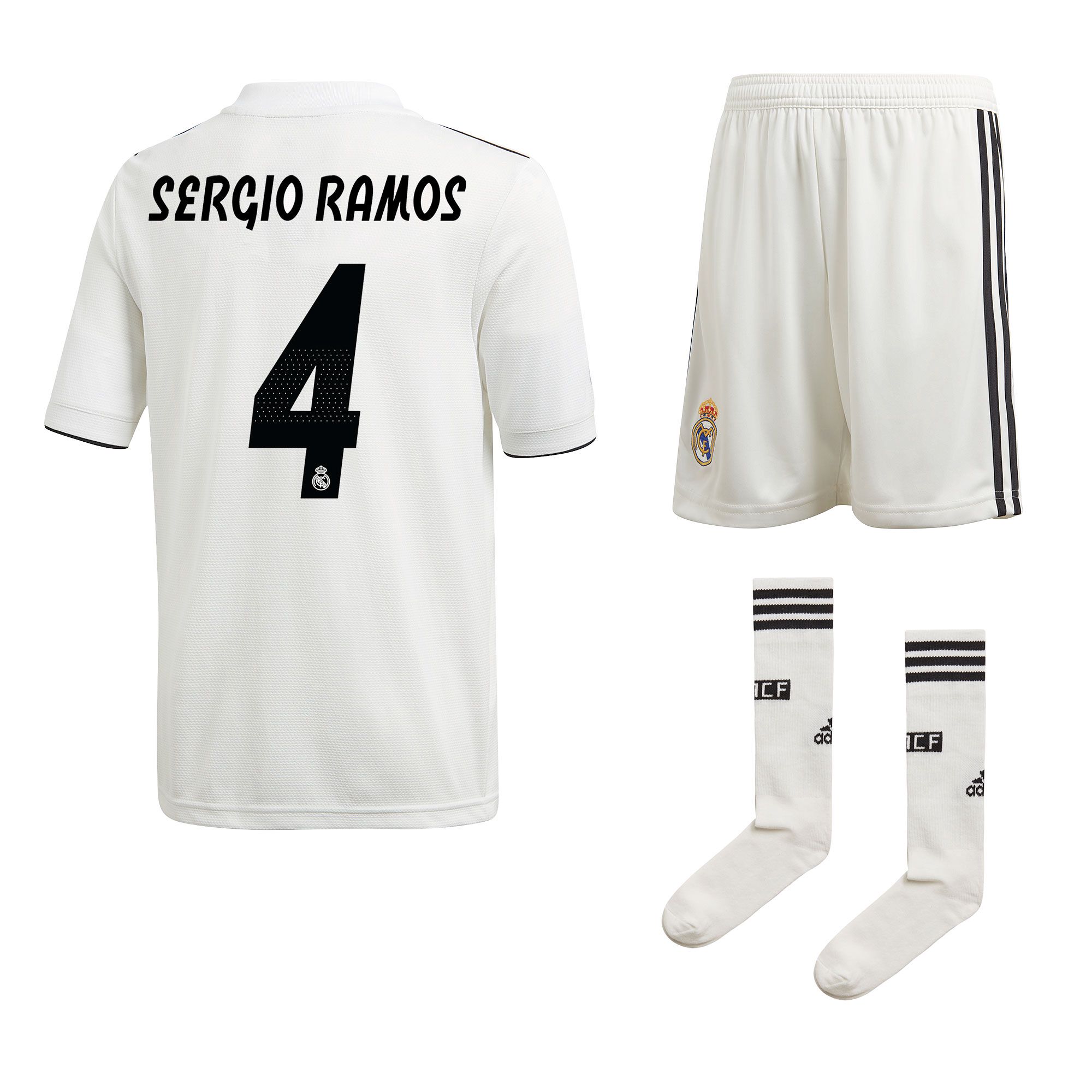 Conjunto 1ª Real Madrid 2018/2019 Sergio Ramos LaLiga Junior - Fútbol Factory