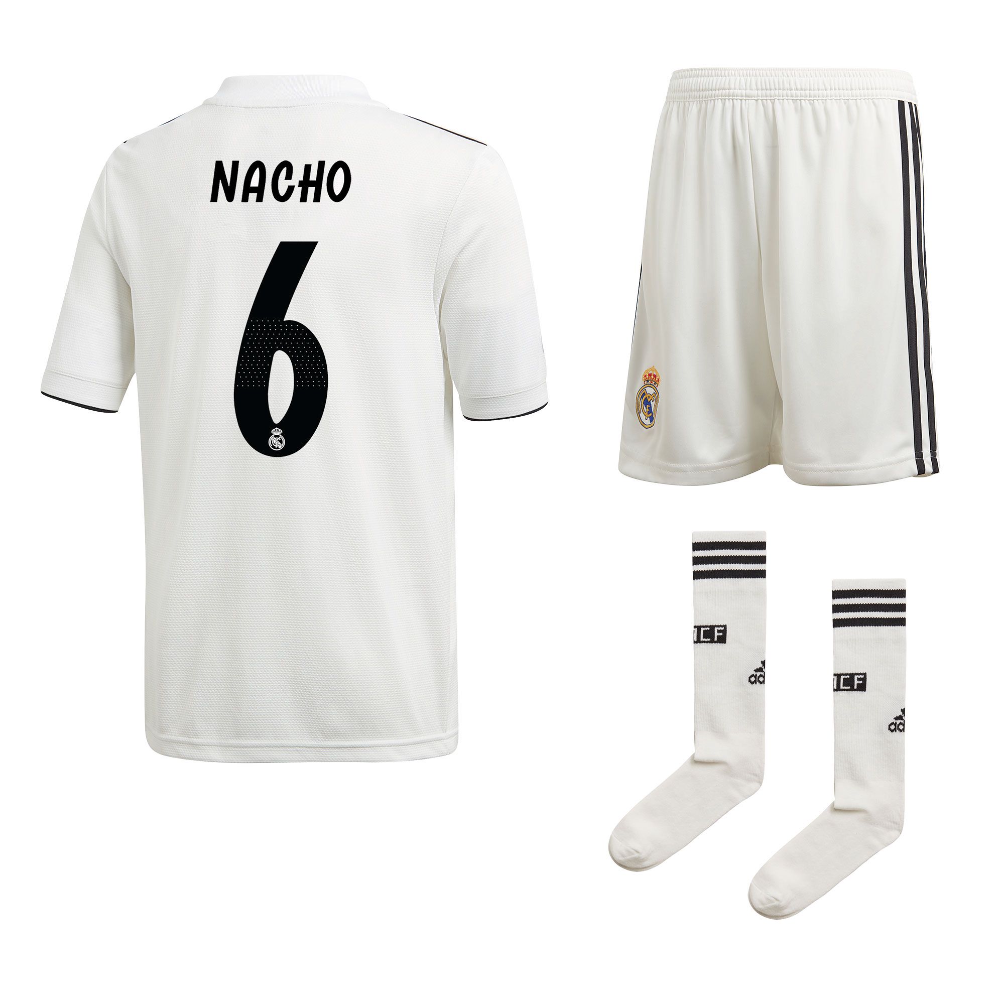 Conjunto 1ª Real Madrid 2018/2019 Nacho LaLiga Junior - Fútbol Factory