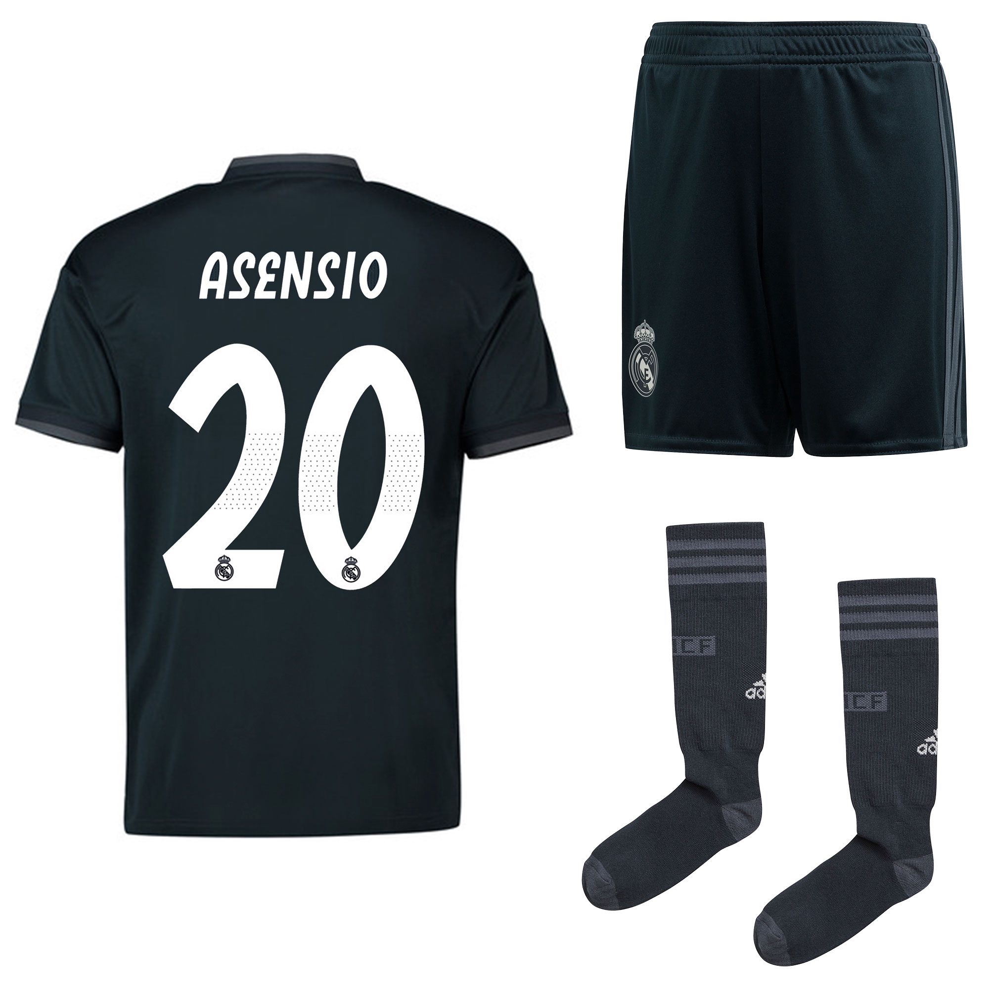 Conjunto 2ª Real Madrid 2018/2019 Asensio Junior Gris - Fútbol Factory