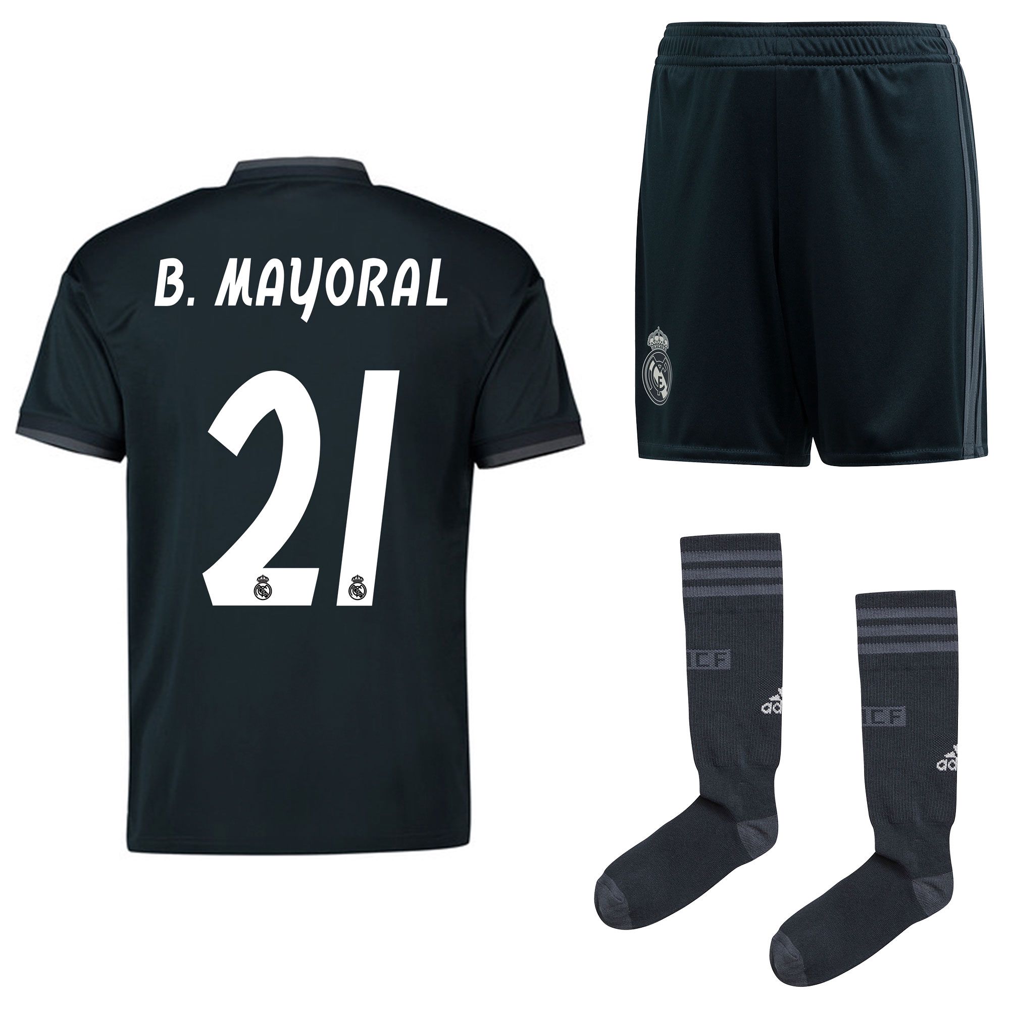 Conjunto 2ª Real Madrid 2018/2019 B. Mayoral Junior Gris - Fútbol Factory