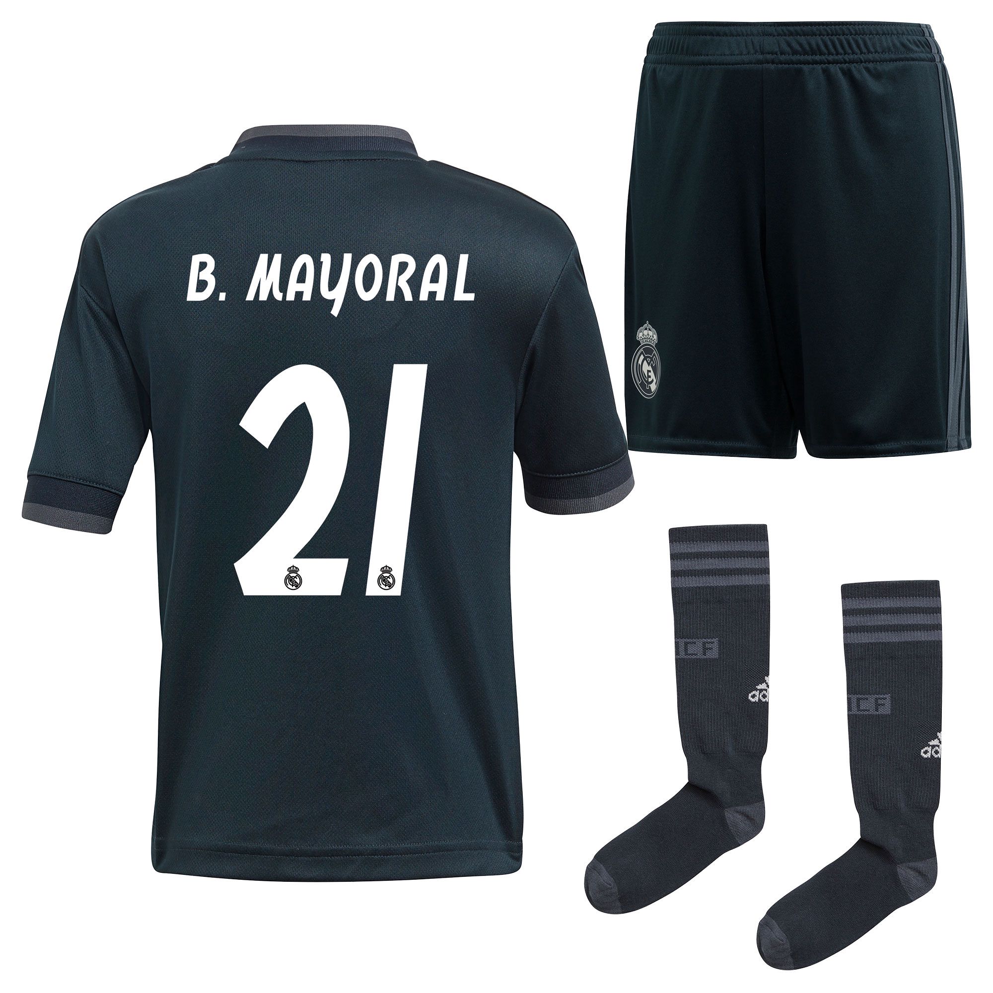 Conjunto 2ª Real Madrid 2018/2019 B. Mayoral Infantil Gris - Fútbol Factory