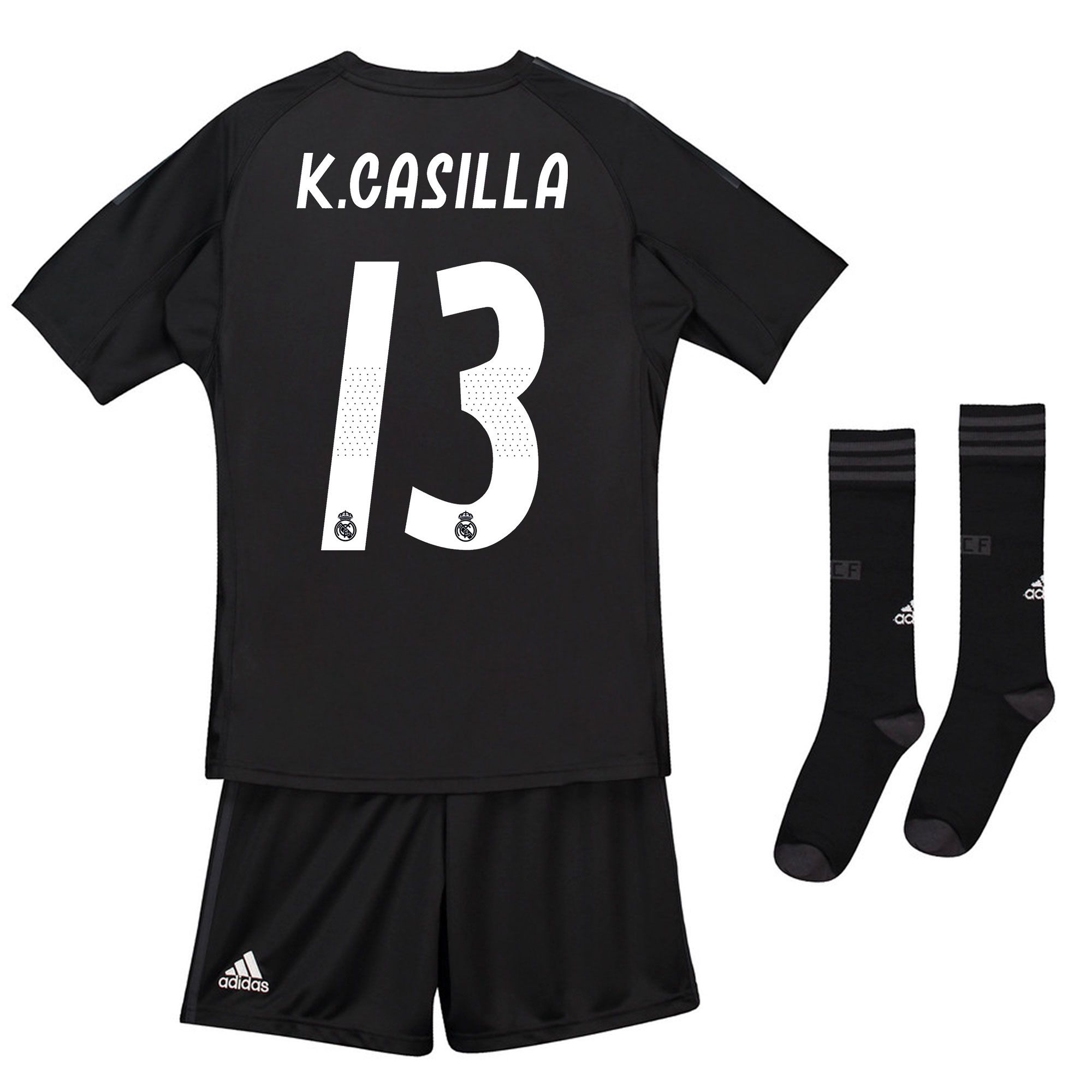 Conjunto 1ª Real Madrid 2018/2019 Kiko Casilla Portero Junior Negro - Fútbol Factory