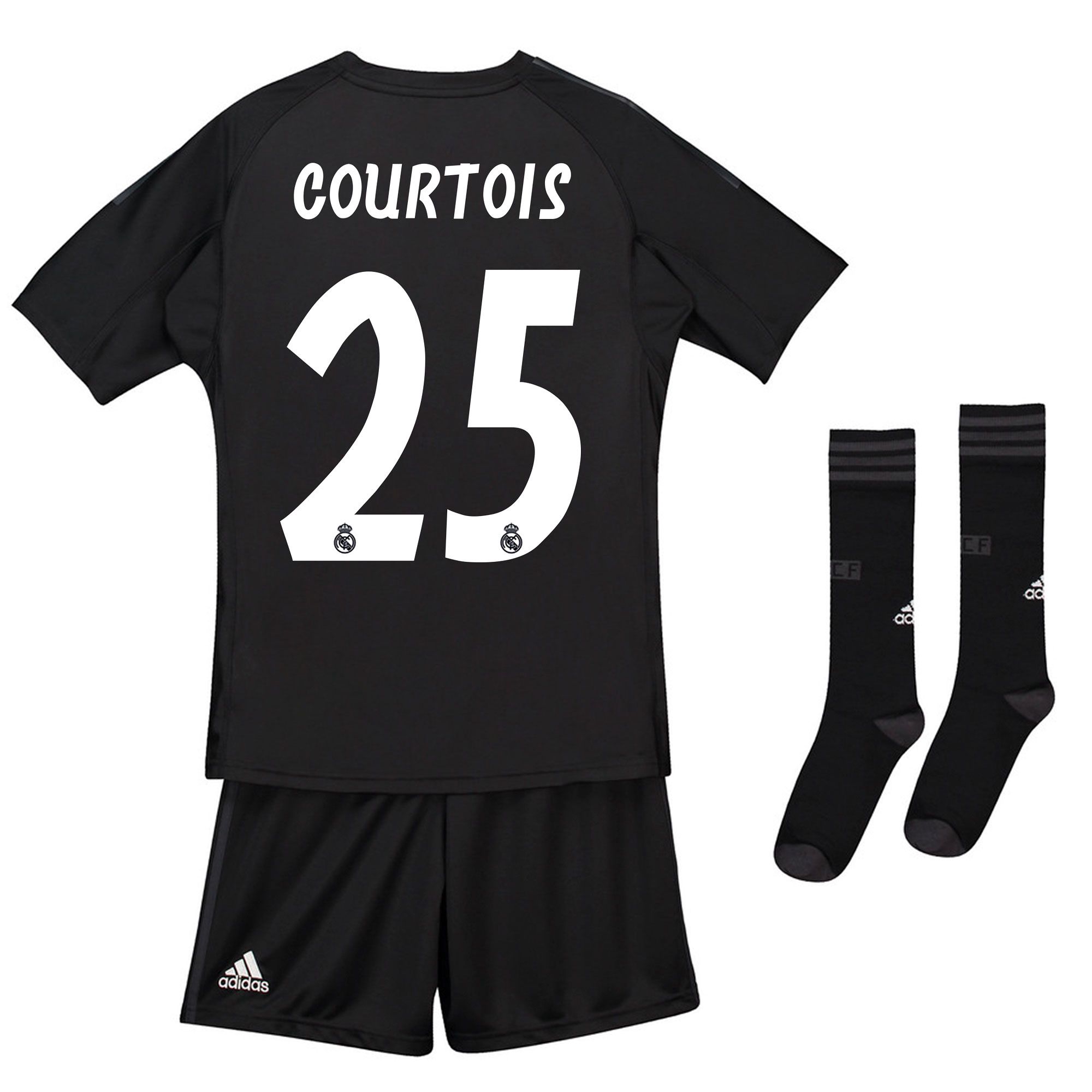 Conjunto 1ª Real Madrid 2018/2019 Courtois Portero Junior Negro - Fútbol Factory