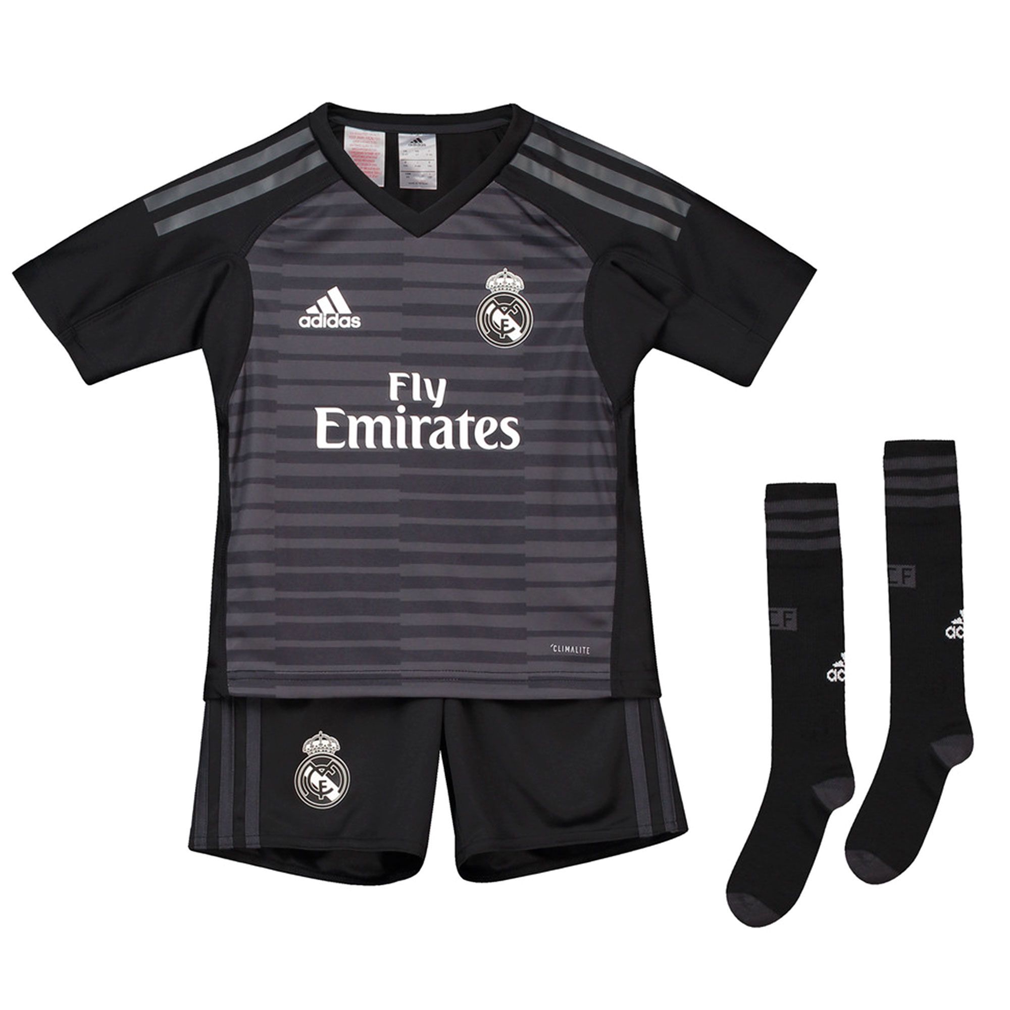 Conjunto 1ª Real Madrid 2018/2019 Portero Infantil Negro Conjunto 1ª Real Madrid 2018/2019 Portero Infantil Negro - Fútbol Factory