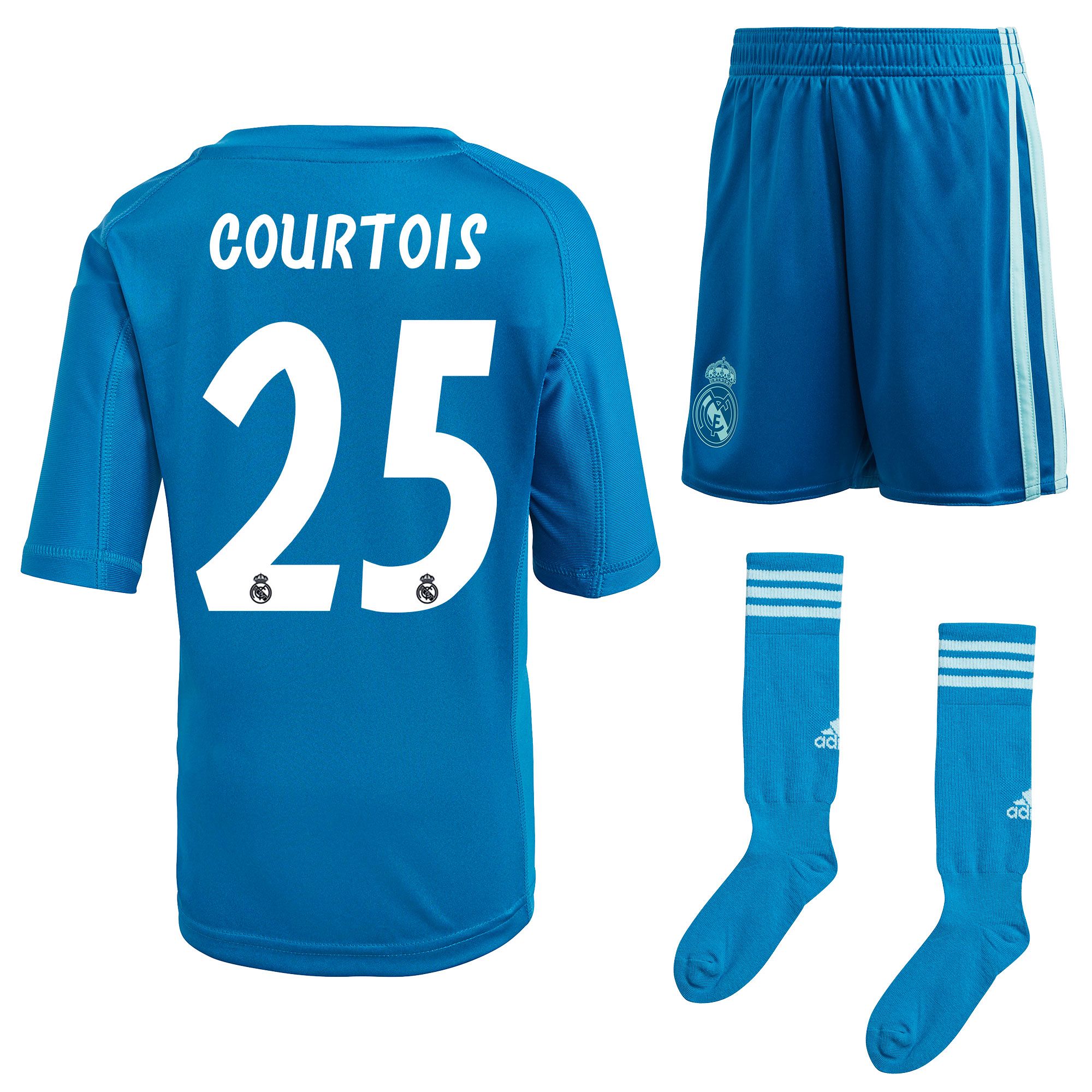 Conjunto 2ª Real Madrid 2018/2019 Courtois Portero Infantil Azul - Fútbol Factory