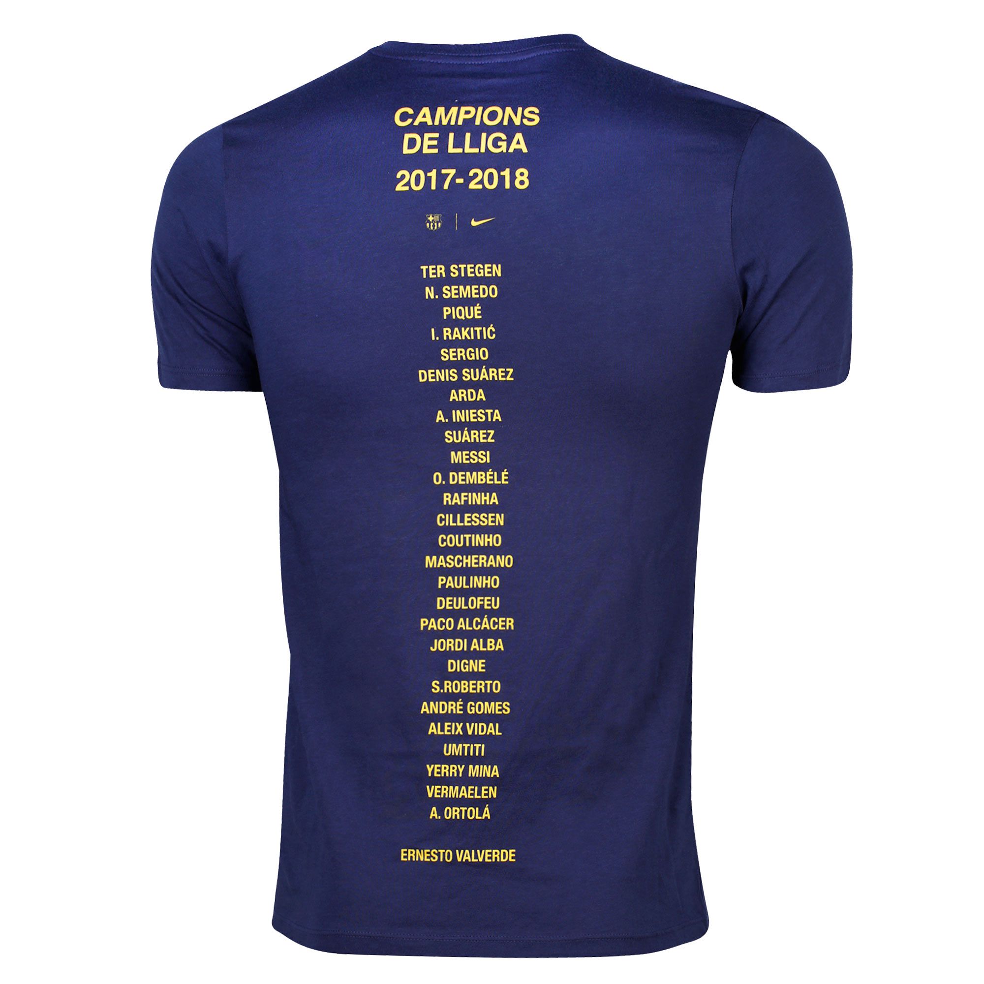 Camiseta FC Barcelona Conmemorativa Campeones de Liga 2017/2018 Azul - Fútbol Factory