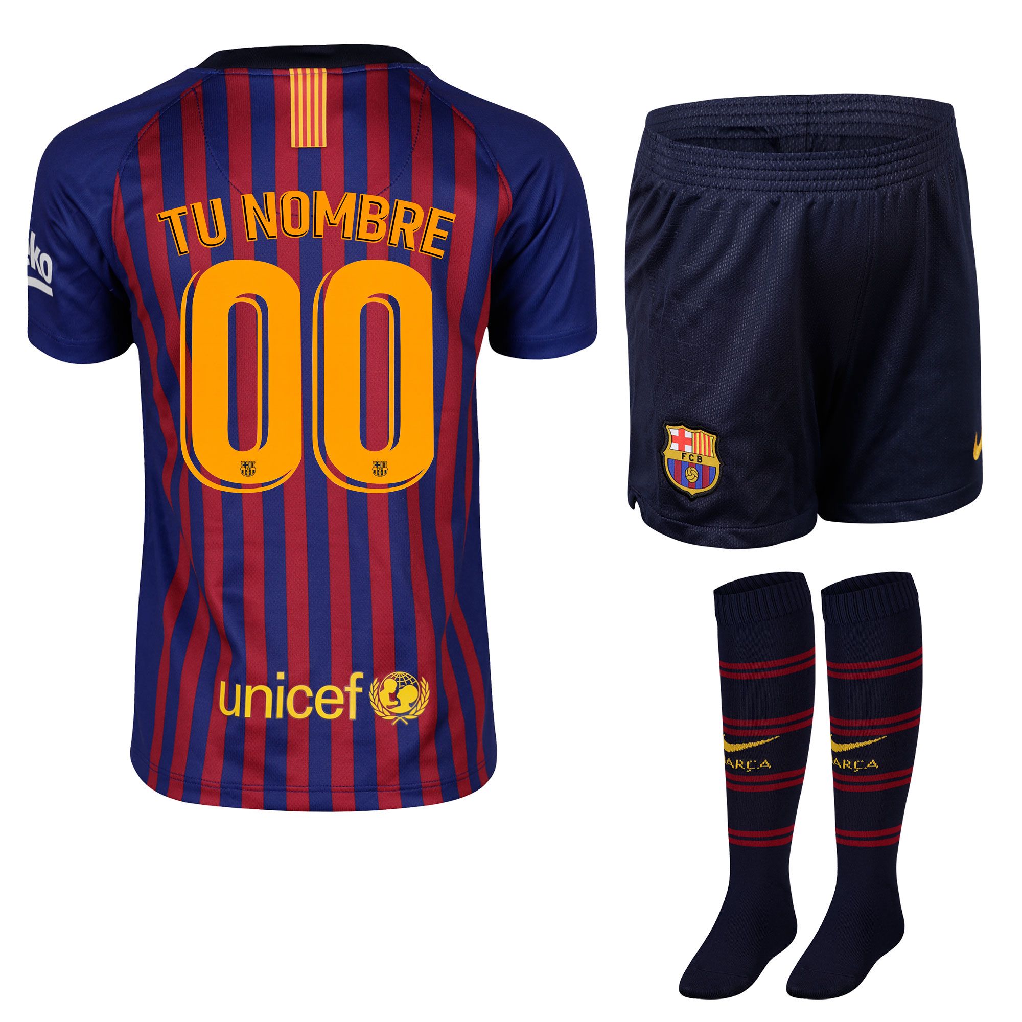 Conjunto 1ª FC Barcelona 2018/2019 Personalizado Infantil - Fútbol Factory