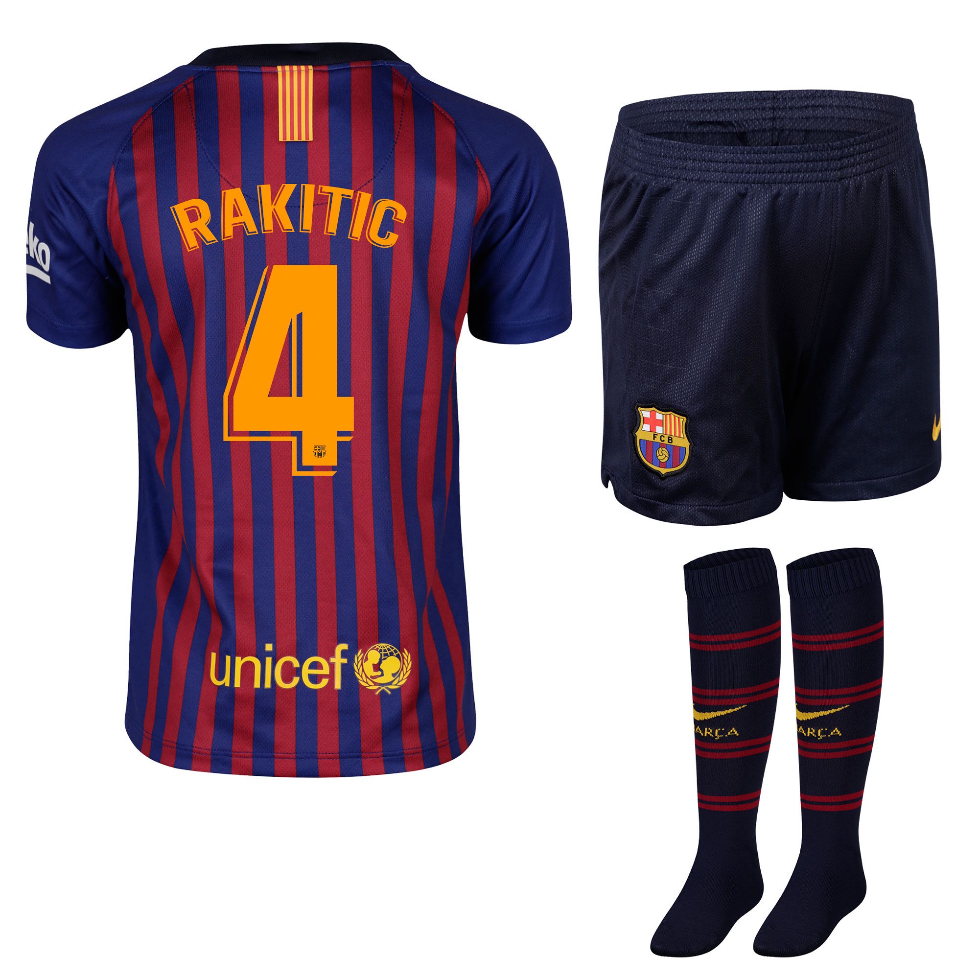 Conjunto 1ª FC Barcelona 2018/2019 Rakitic Infantil - Fútbol Factory