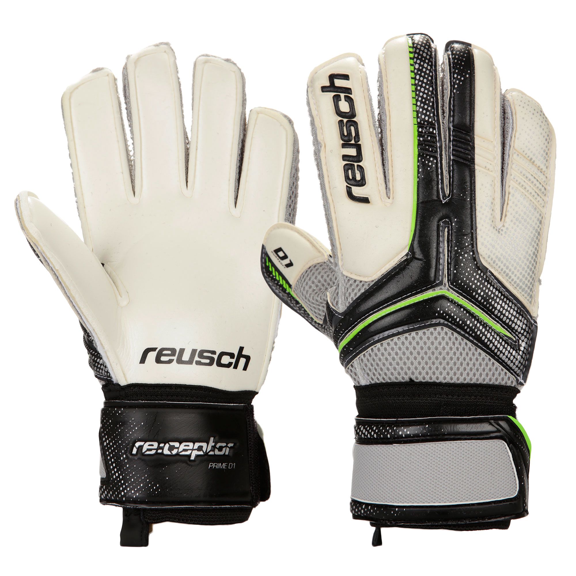 Guantes Receptor Prime D1 Negro Blanco - Fútbol Factory
