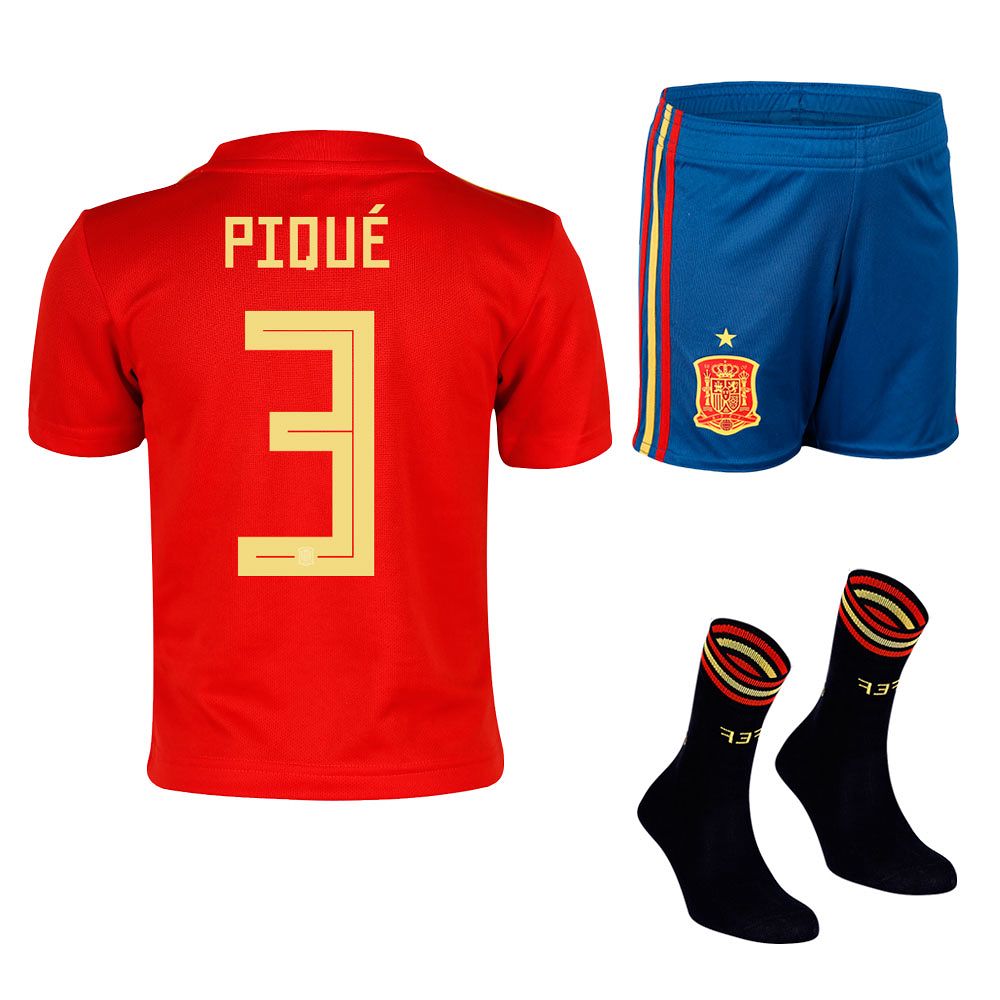 Conjunto 1ª España Mundial 2018 Piqué Infantil Rojo - Fútbol Factory