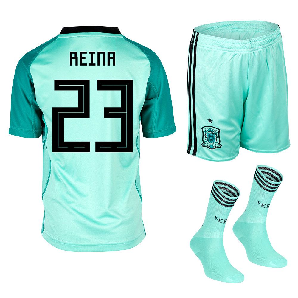 Conjunto 1ª España Mundial 2018 Reina Portero Infantil Verde - Fútbol Factory