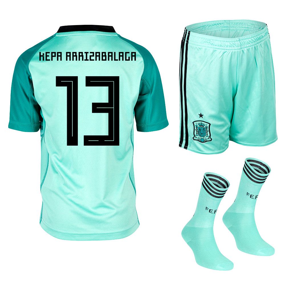 Conjunto 1ª España Mundial 2018 Kepa Arrizabala Portero Infantil Verde - Fútbol Factory