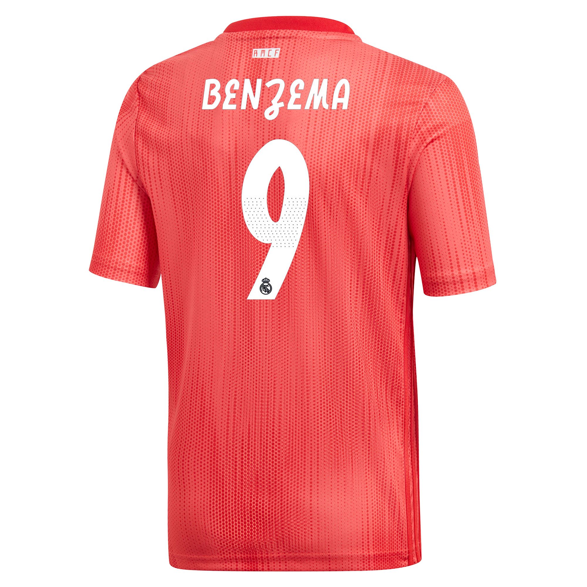 Camiseta 3ª Real Madrid 2018/2019 Benzema Junior Coral - Fútbol Factory