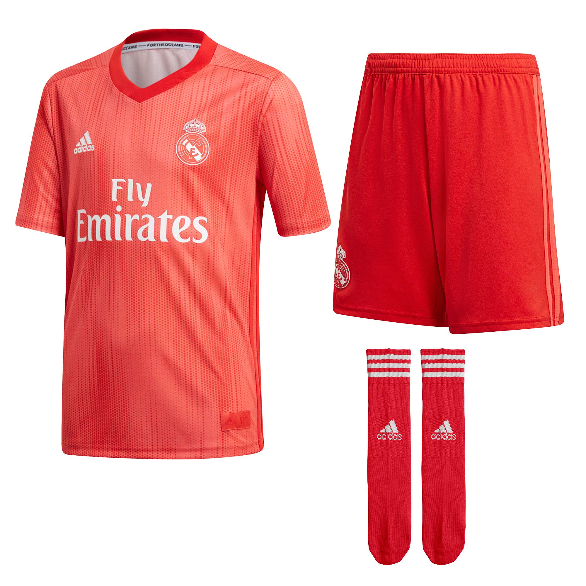 Conjunto 3ª Real Madrid 2018/2019 Junior Coral - Fútbol Factory